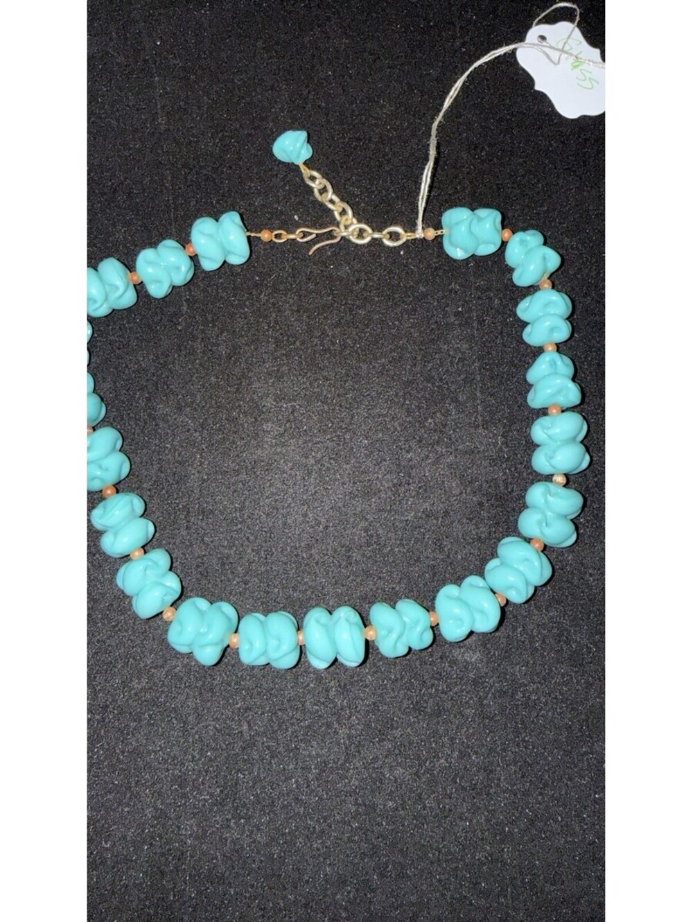 Czech vintage green glass choker necklace